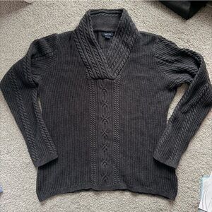 Nautica 100% cotton V-neck cowled neck sweater in size large